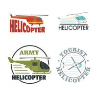 Helikopter-Drohne-Logo-Icons gesetzt, flacher Stil vektor