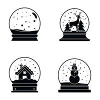 Schneekugel Ball Weihnachten Icons Set, einfachen Stil vektor