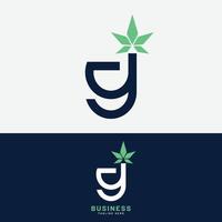 bokstav initial g cannabis logotyp formgivningsmall vektor