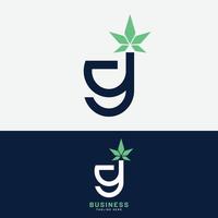 Anfangsbuchstabe g Cannabis-Logo-Designvorlage vektor