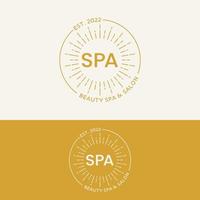 Retro-Beauty-Spa mit Sonnenstempel-Logo-Design-Vorlage vektor