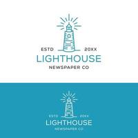 Leuchtturm-Papierturm-Logo-Design-Vorlage vektor
