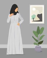 platt porträttillustration av en muslimsk tjej som bär hijab vektor