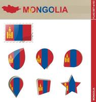 mongoliet flagguppsättning, flagguppsättning vektor