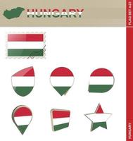 Ungarn Flaggensatz, Flaggensatz vektor