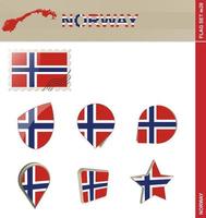 norges flagga set, flagg set vektor