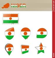 niger flagga set, flagg set vektor