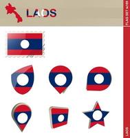 laos flagg set, flagg set vektor