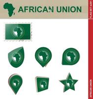 afrikansk union flagga set, flagga set vektor