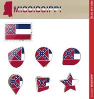 mississippi flagg set, flagg set vektor