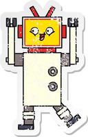 bedrövad klistermärke av en söt tecknad robot vektor