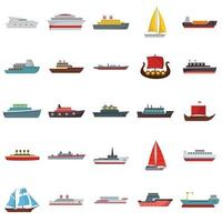 Symbole für Schiffe und Boote, flacher Stil vektor