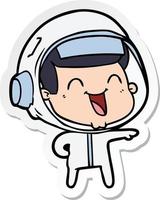 klistermärke av en glad tecknad astronaut vektor