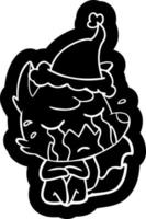 gråtande räv tecknad ikon av en klädd tomte hatt vektor