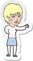 Aufkleber einer Cartoon-Frau mit Heftpflaster im Gesicht vektor