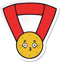 Aufkleber einer niedlichen Cartoon-Goldmedaille vektor