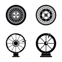 Roulette-Rad-Glückssymbole gesetzt, einfacher Stil vektor