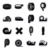 Scotch Tape Roll Icons Set, einfacher Stil vektor