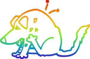 Regenbogen-Gradientenlinie Zeichnung Cartoon-Hund kratzt vektor
