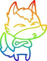 Regenbogen-Gradientenlinie Zeichnung Cartoon-Wolf pfeifen vektor