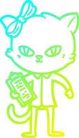 Kalte Gradientenlinie zeichnet niedliche Cartoon-Katze vektor