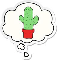 Cartoon Kaktus und Gedankenblase als bedruckter Aufkleber vektor