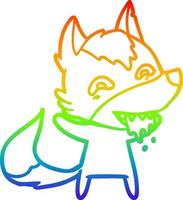 Regenbogengradientenlinie Zeichnung Cartoon hungriger Wolf vektor