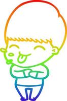 regnbågsgradient linjeteckning tecknad pojke sticker ut tungan vektor