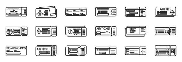 Symbole für Flugtickets setzen Umrissvektor. Reiseausflug vektor