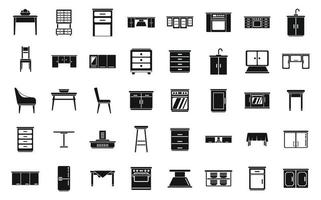 Küchenmöbel-Icons setzen einfachen Vektor. Wohnungskomfort vektor