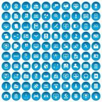 100 Datenbanksymbole blau gesetzt vektor