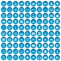 100 Website-Icons blau gesetzt vektor