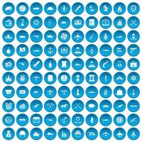 100 stridsfordon ikoner blå vektor