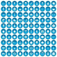 100 hälsosam livsstil ikoner som blå vektor