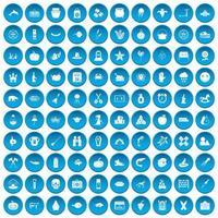 100 Herbstferien-Icons blau gesetzt