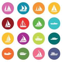 Boots- und Schiffssymbole viele Farben gesetzt