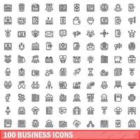 100 Business-Icons gesetzt, Umrissstil vektor