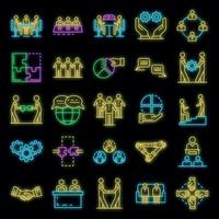 Zusammenhalt Icon Set Vektor Neon