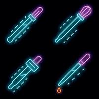 Pipette Icon Set Vektor Neon