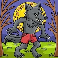 werwolf halloween farbige karikaturillustration vektor