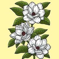 magnolienblume farbige karikaturillustration vektor