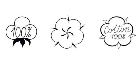 Natürliche Baumwolle - Webdesign-Baumwollsymbol. Schild aus Naturfaser. Vektorvorratillustration. getrennt auf einem weißen Hintergrund. vektor