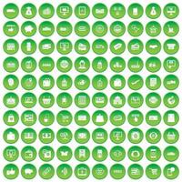 100 shopping ikoner som grön cirkel vektor