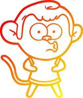 warme Gradientenlinie Zeichnung Cartoon überraschter Affe vektor