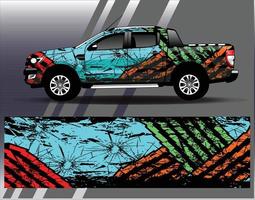 bil wrap design vektor lastbil och lastbil dekal. grafisk abstrakt stripe racing bakgrundsdesign för fordonsrallyraceäventyr och bilracinglivery