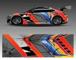 bil dekal grafisk vektor wrap vinyl klistermärke. grafisk abstrakt randdesign för racingfordon