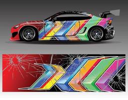 Auto-Aufkleber, grafischer Vektor-Wrap-Vinyl-Aufkleber. grafische abstrakte Streifendesigns für Rennfahrzeuge vektor