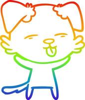 Regenbogen-Gradientenlinie zeichnet Cartoon-Hund, der die Zunge herausstreckt vektor