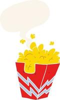 Cartoon-Box mit Popcorn und Sprechblase im Retro-Stil vektor