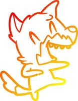 warme Gradientenlinie Zeichnung lachender Fuchs tanzt vektor